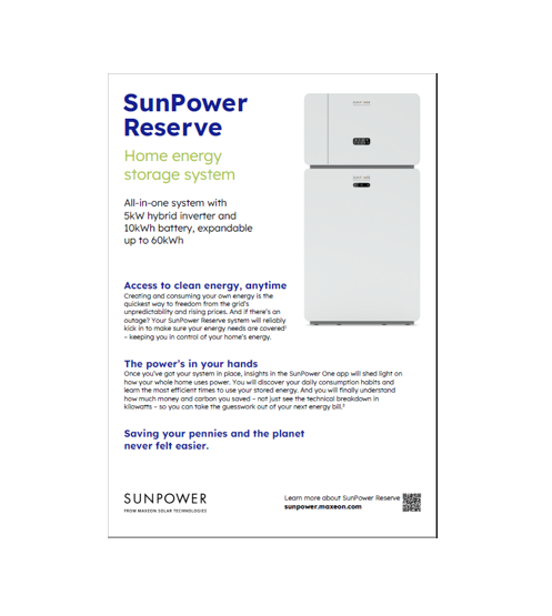 Datasheet: SunPower Reserve - Pack of 50