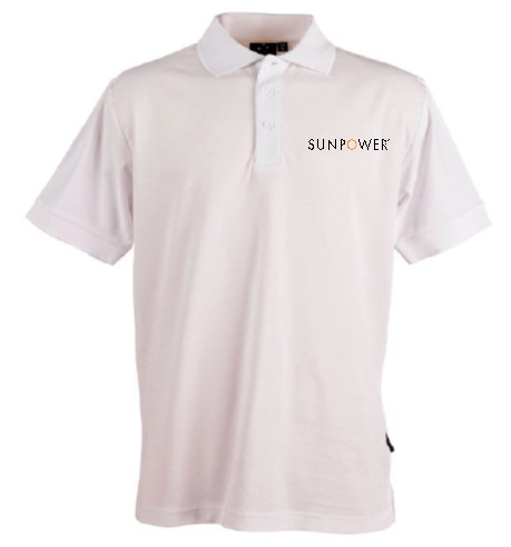 SunPower Polo Shirt WHITE (Mens & Womens) - NOT CO-BRANDED (Clearance Price @ 50% off)